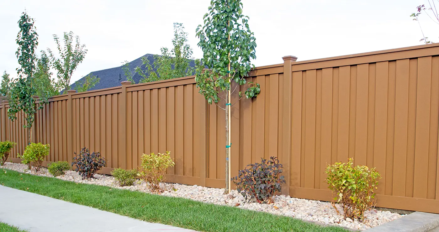 Brown Vertical Composite Privacy Fence Installation LA