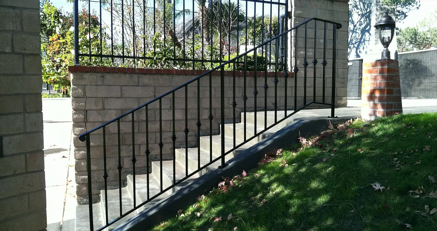 Black Ornamental Iron Handrail Installation Los Angeles